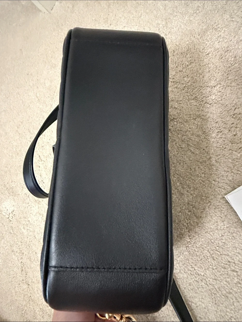 Coach Courage Black Quilted Leather Camera Crossbody with Gold Hardware